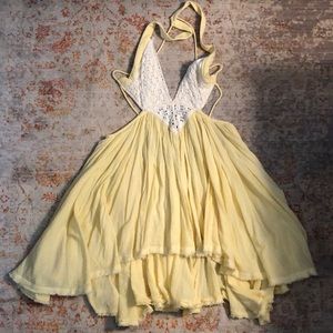 Free people yellow cut out dress